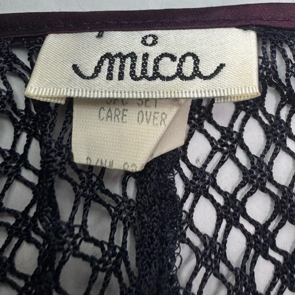 Vintage Mica Crochet Maxi Dress Black Sheer Knit Boho Festival Witchy Size 6 - Picture 8 of 10